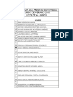 Lista de Alumnos y Alumnas Parroquia San Antonio Soyapango