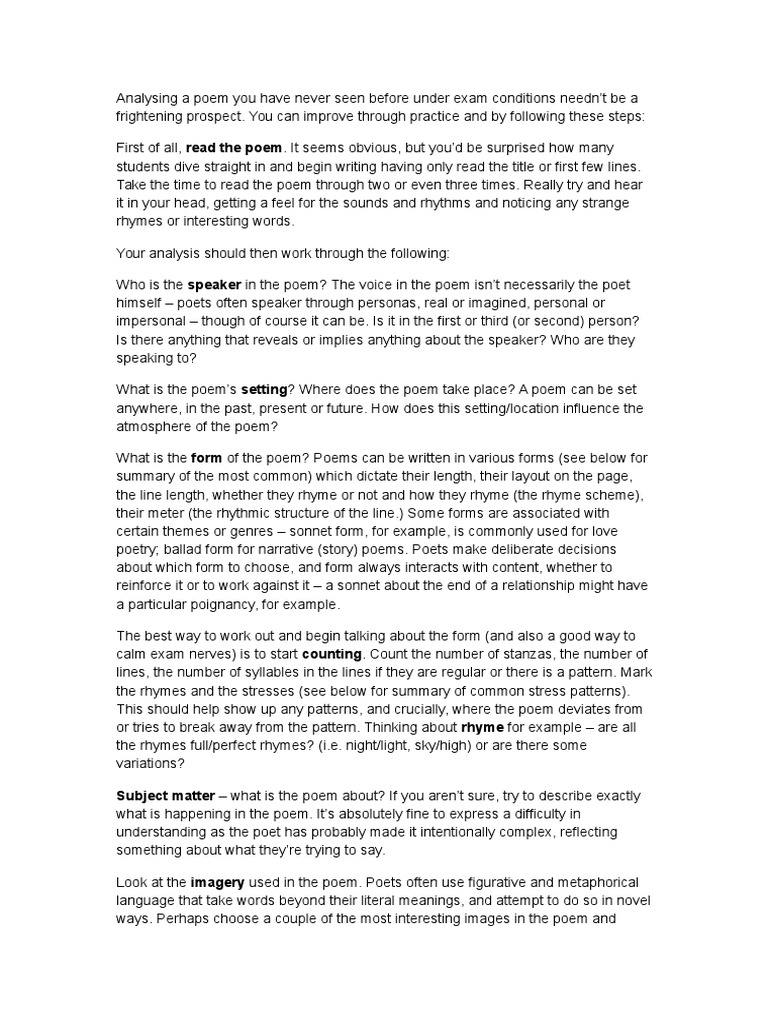 Analyzing Unseen Poems for Exams | PDF | Sonnets | Poetry