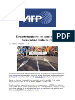 AFP 11 Mars 2015 Départementales Les Syndicats Se Barricadent Contre Le FN