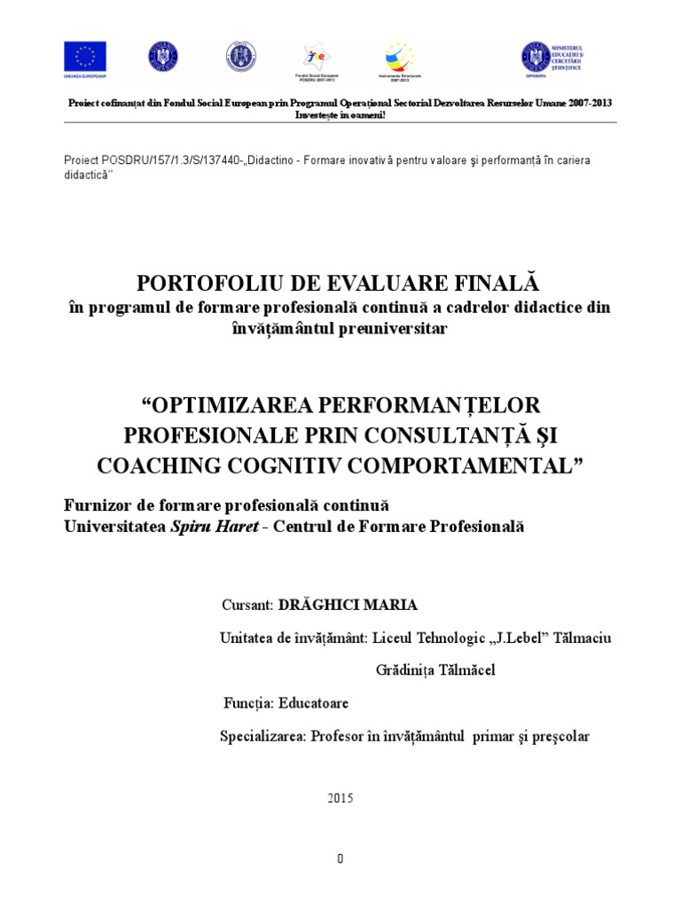 Draghici Maria Proiect Didactino, Gr. 15, Educatoare | PDF