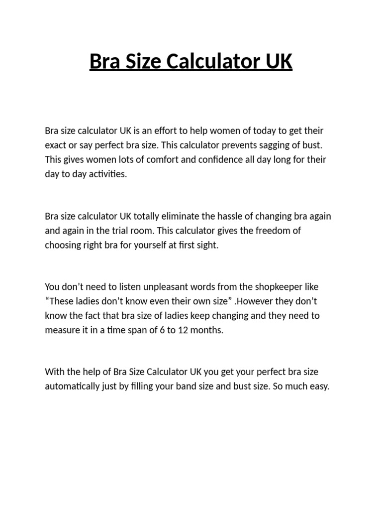 Bra Size Calculator Uk PDF Bra Breast