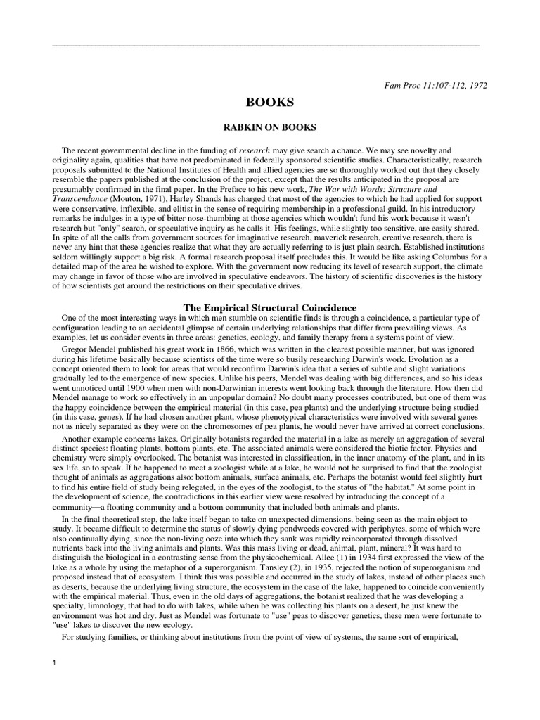 Rabkin On Books | PDF | Species | Psychotherapy