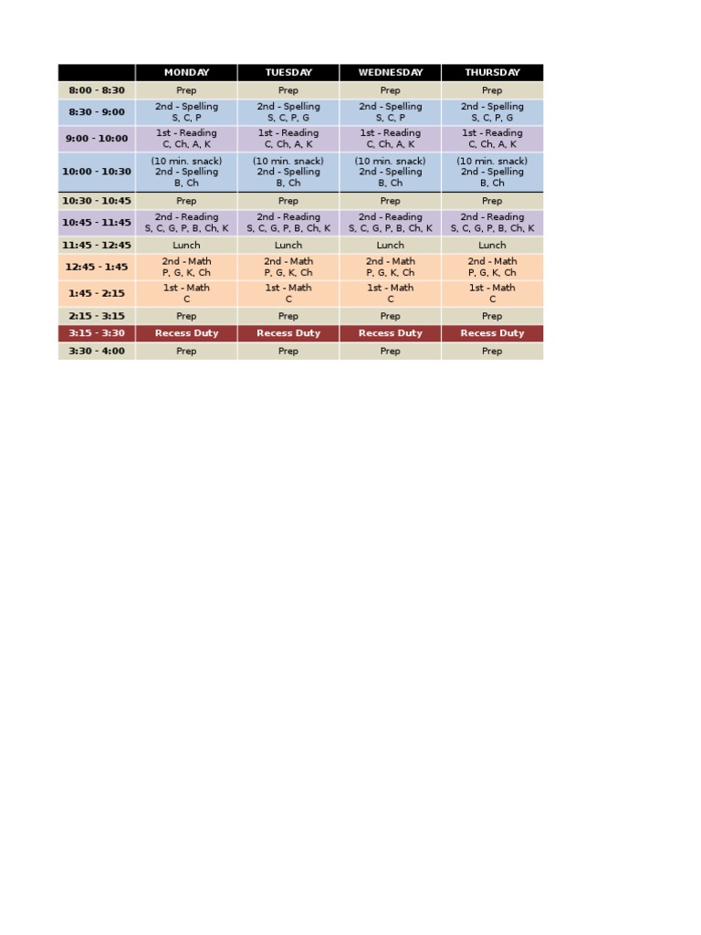 Weekly Lesson Plan Schedule | PDF | Language Arts & Discipline ...