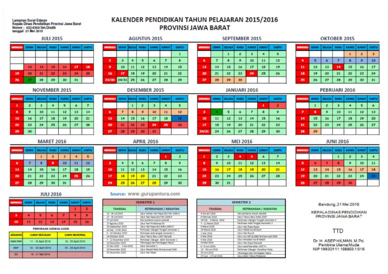 Kalender Pendidikan Provinsi Jawa Barat 2015 2016