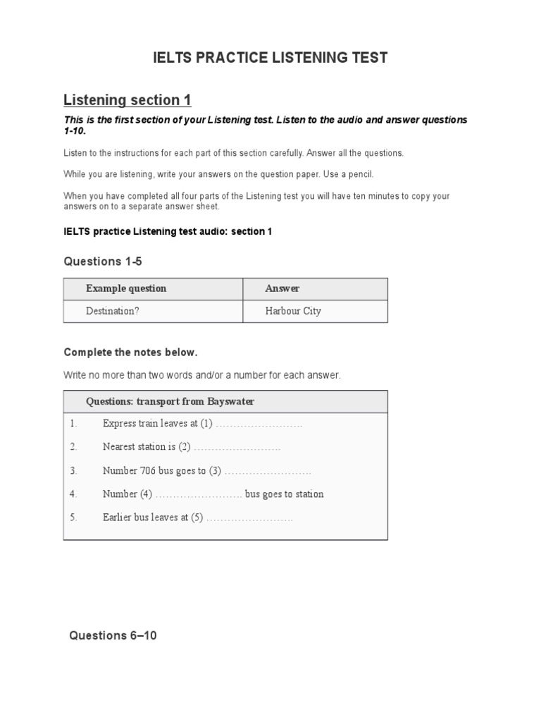 IELTS Listening Practice Test PDF | PDF | International English ...