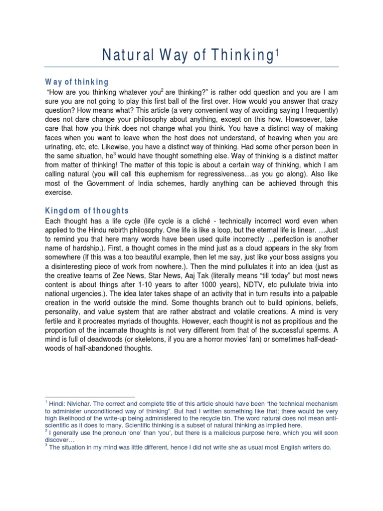 Understanding Natural Thinking | PDF | Thought | Mind