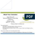 Mark Your Calendar!: Farm Bureau National Women's Leadership Conference Baltimore, MD April 15 - 19, 2011