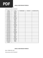 jadual kedatangan pekerja