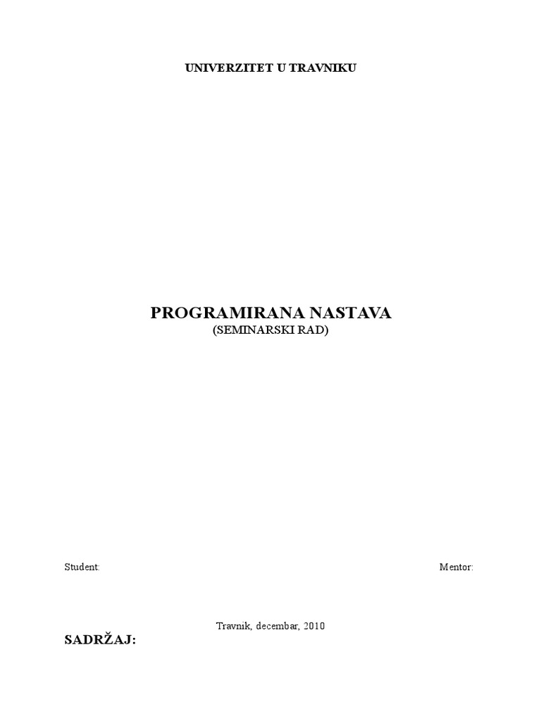 Programirana Nastava | PDF