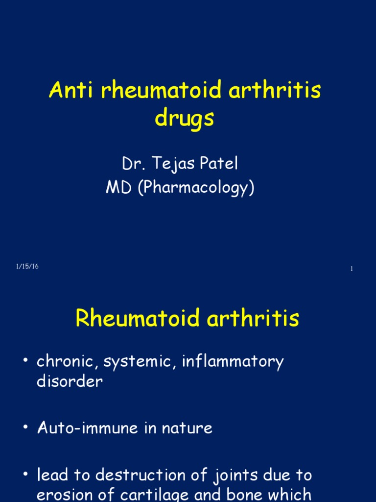Anti-Rheumatoid Arthritis Drug Overview | PDF | Rheumatoid Arthritis ...