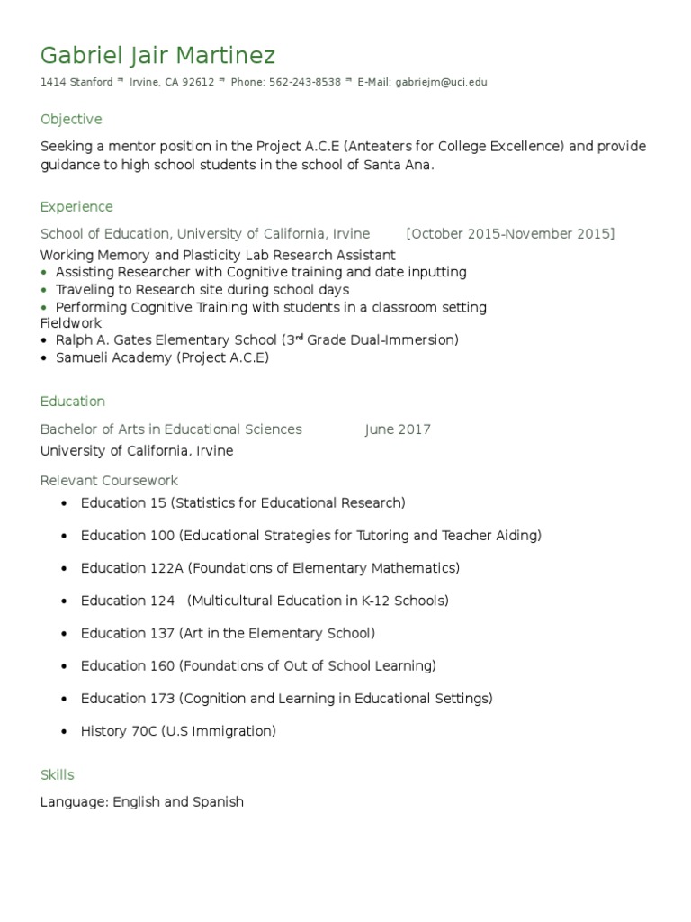 Ace Resume | PDF