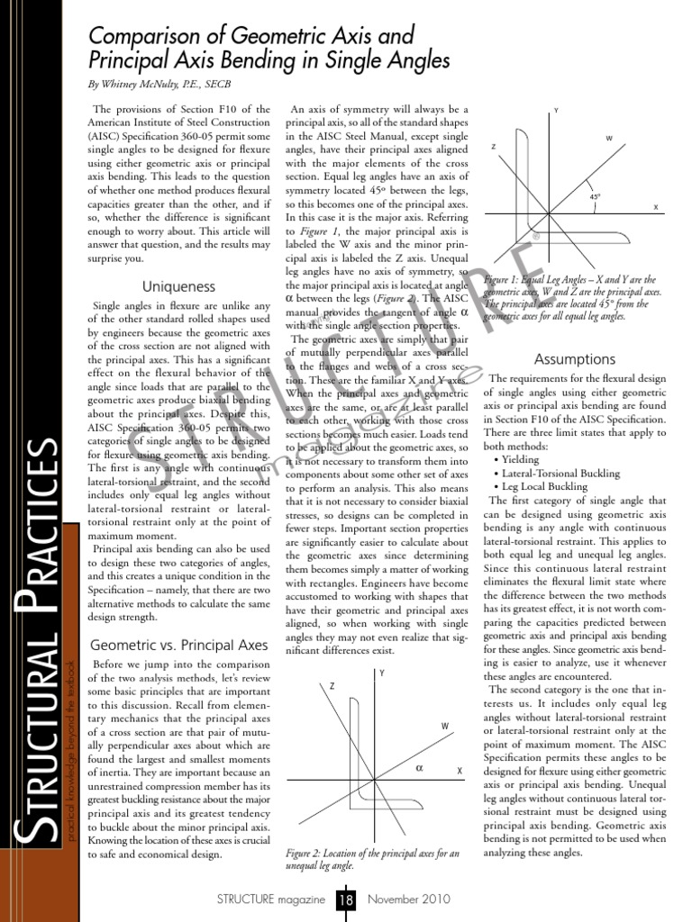 Comparison of Geometric Axis and Principal Axis Bending in Single