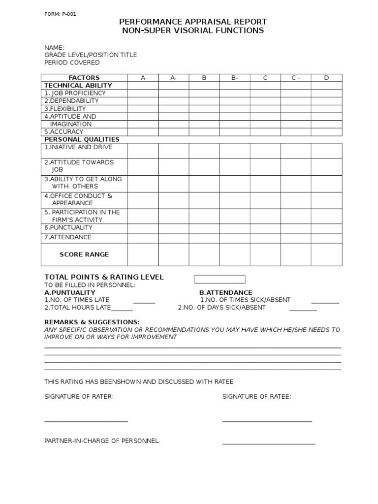Performance Appraisal Report Template | PDF