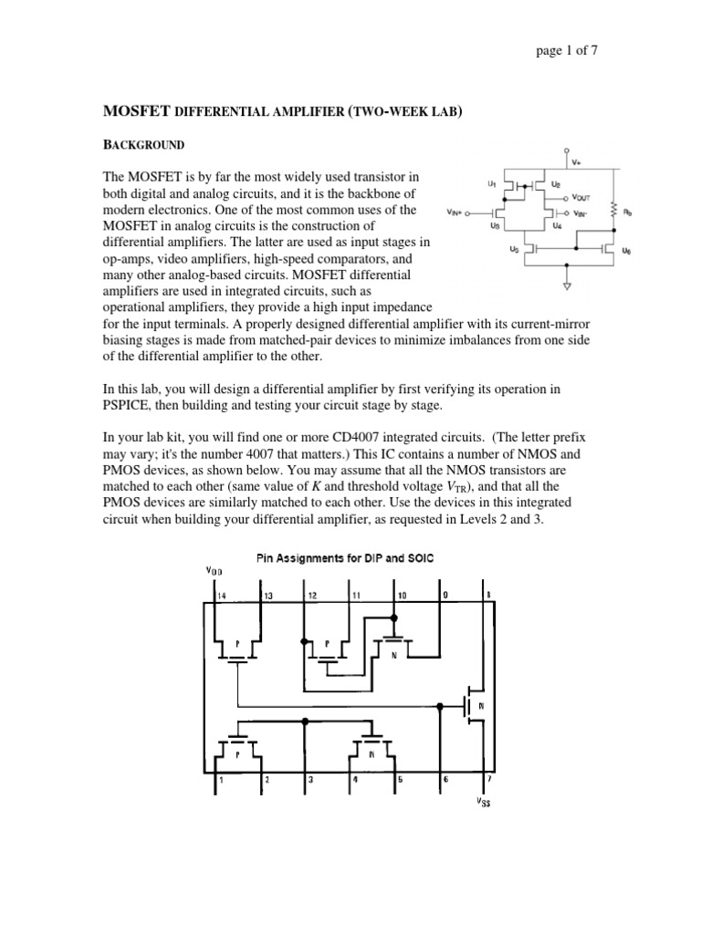 Mosfet Differential Amplifier PDF