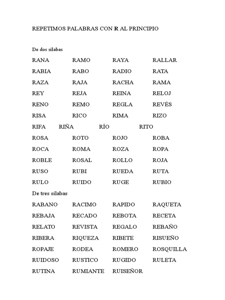 Palabras con R al Principio | PDF