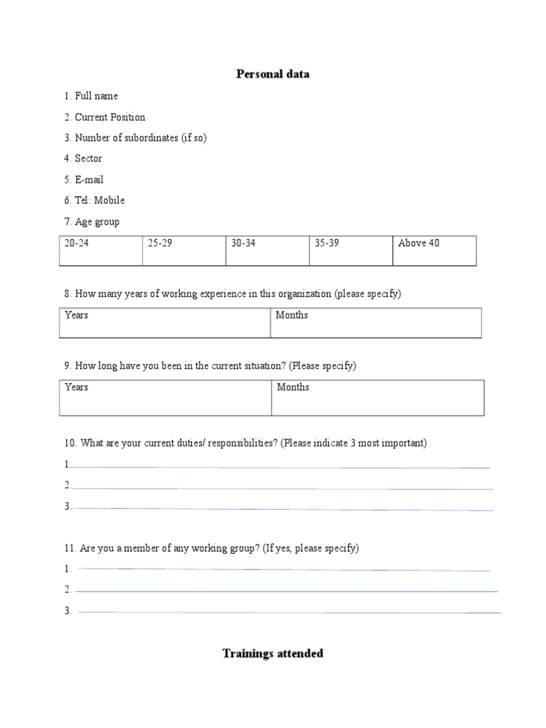 Personal Data Collection Form | PDF