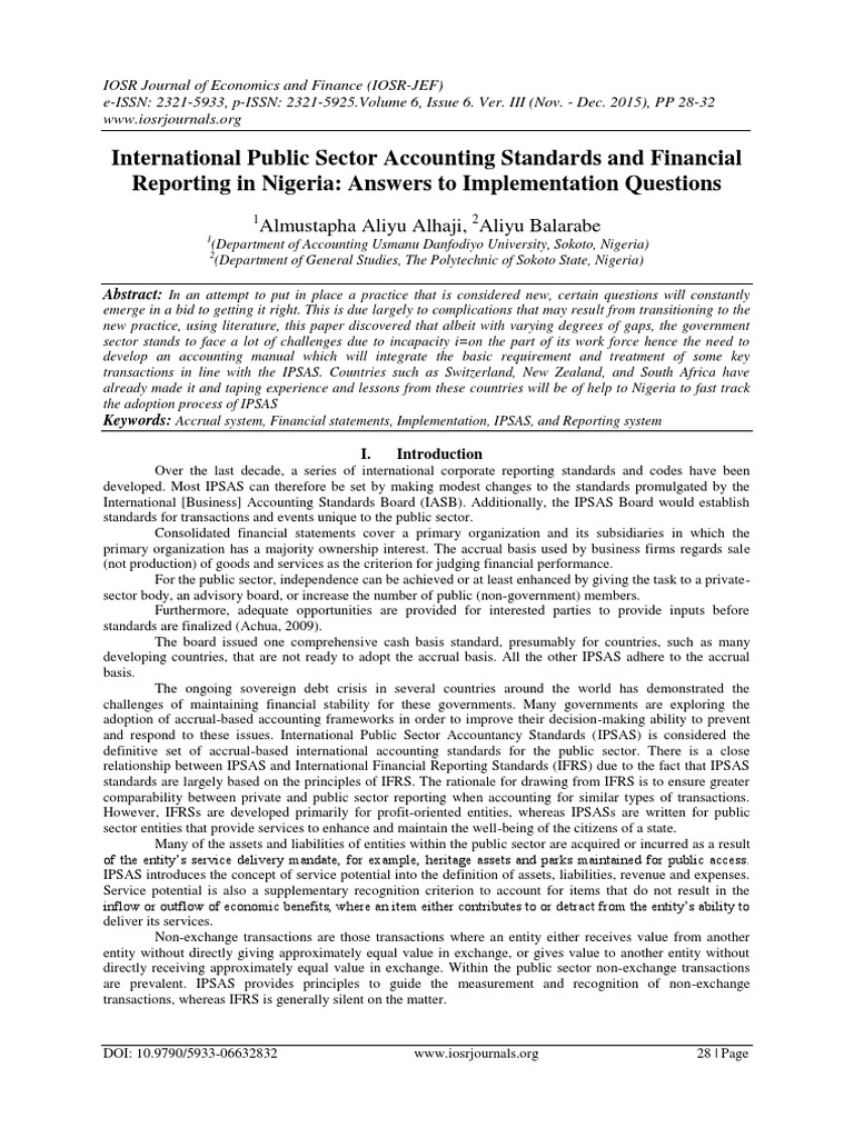 International Public Sector Accounting Standards and Financial