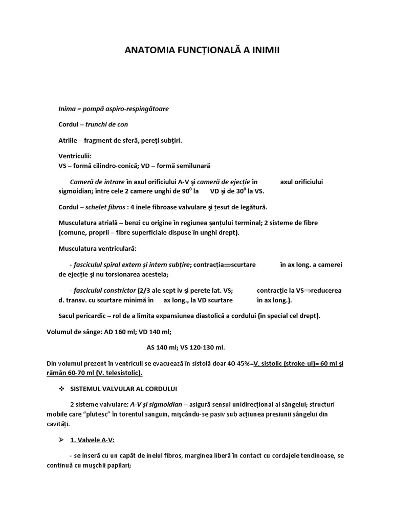 Anatomia Funcţională A Inimi1 | PDF