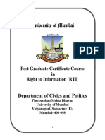 Mumbai University Certificate Course in Right To Information (RTI)