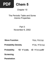 Chem 5: The Periodic Table and Some Atomic Properties