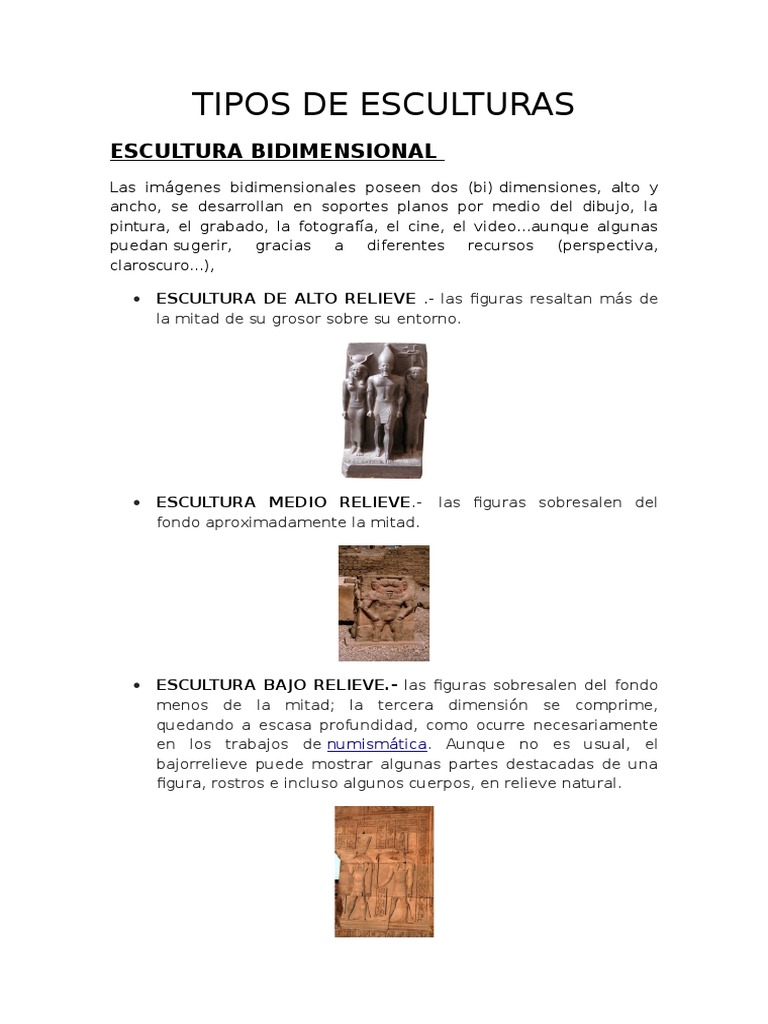 Tipos y Clasificación de Esculturas | PDF | Escultura | Alivio