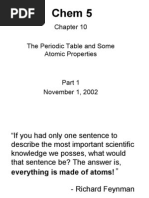 Chem 5: The Periodic Table and Some Atomic Properties