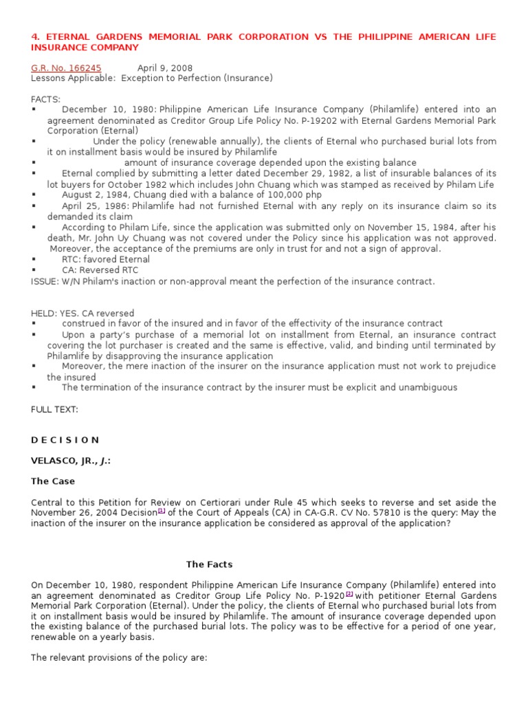4. Eternal Gardens Memorial Park Corporation vs. the