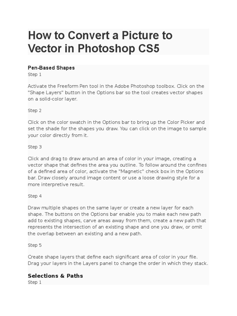 Convert Images to Vector in Photoshop | PDF | Adobe Photoshop | Graphic ...