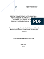 Factores que influyen en el desempeño docente y su relación con el rendimiento académico en matemática