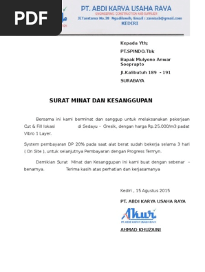 Surat Minat Dan Kesanggupan