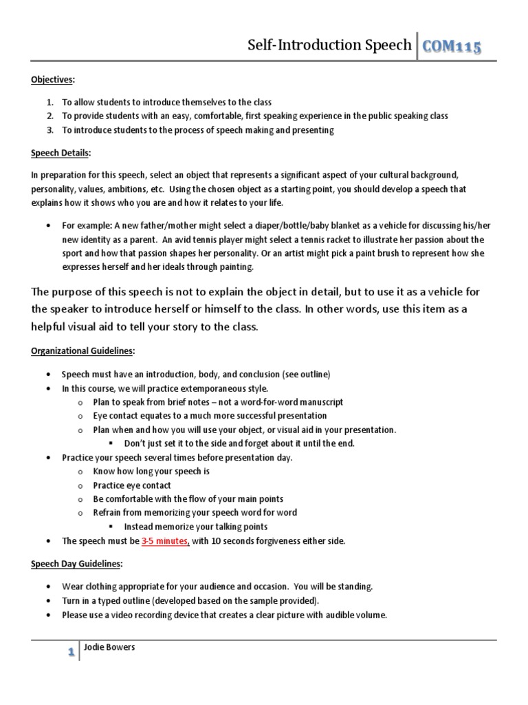 Examples of speech introduction image