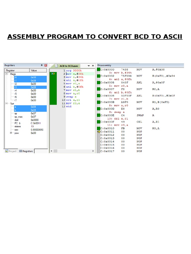 Assembly Program To Convert BCD To Ascii | PDF