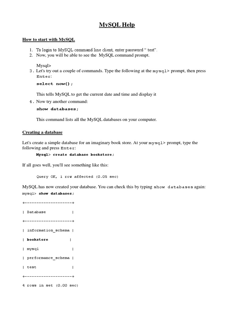 Mysql Help: How To Start With Mysql | PDF | Databases | Sql