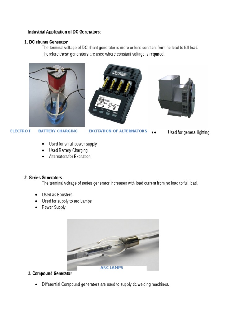 Applications of DC Generators | PDF