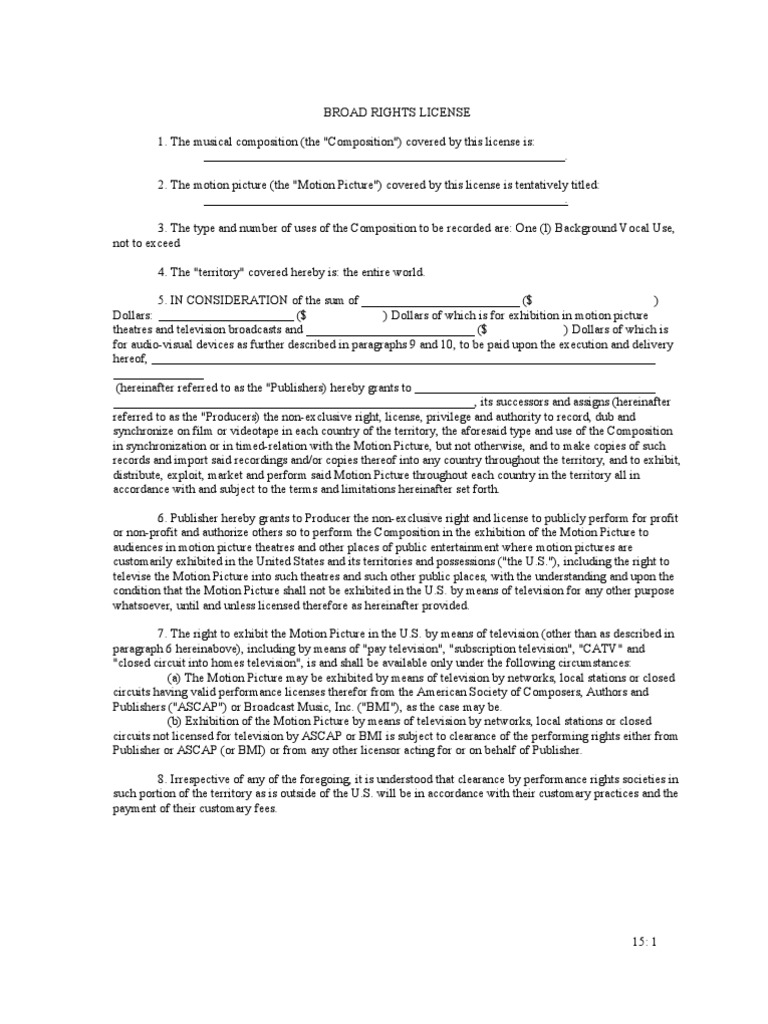 15-Broad Rights License | PDF | License | Social Institutions
