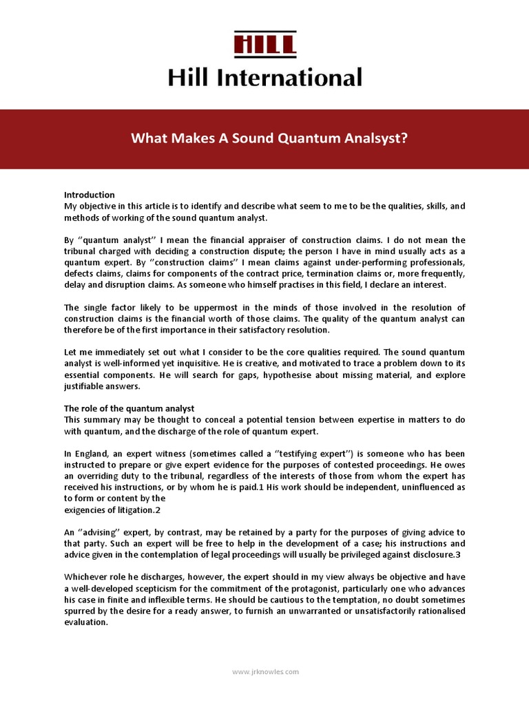 Qualities of a Sound Quantum Analyst | PDF | Damages | Causality