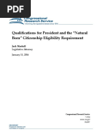 Qualifications For President and The "Natural Born" Citizenship Eligibility Requirement - Congressional Research Service R42097 2016