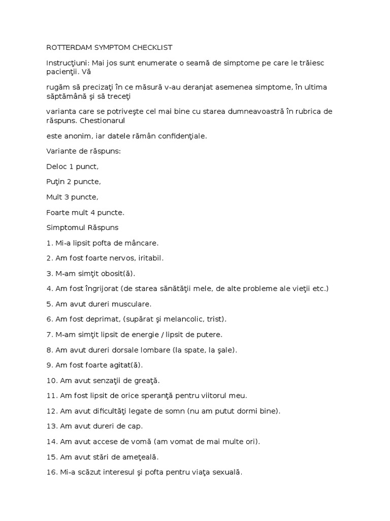 Rotterdam Symptom Checklist Var Iustin Lupu