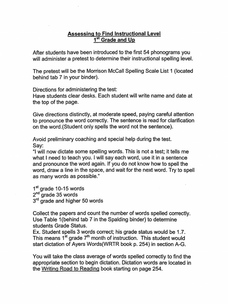 MORRISON McCALL SPELLING ASSESSTMENT PDF PDF
