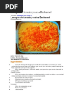 Lasagna de Tomate y Salsa Beshamel