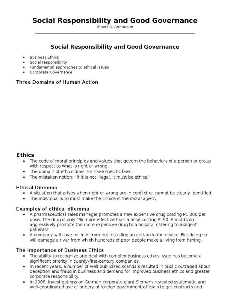 Social Responsibility in Good Governance | PDF | Business Ethics ...