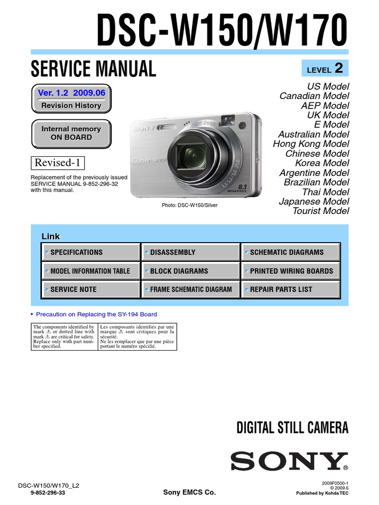 Sony DSC-W150/170 Service Manual | PDF | Flash Memory | Soldering