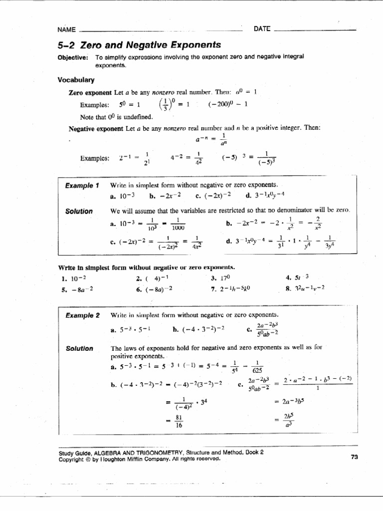 AII Negative Exponent Worksheet 5-5  PDF  Regarding Negative Exponents Worksheet Pdf