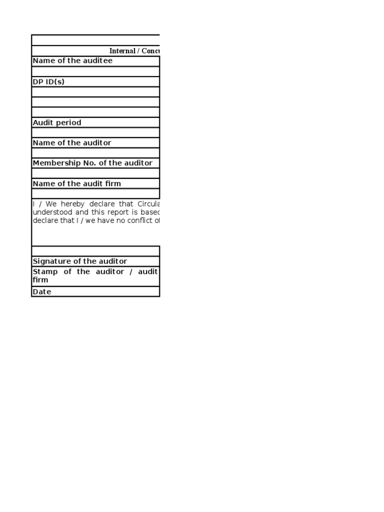 Cover Page Internal / Concurrent Audit Report For Depository Operations ...
