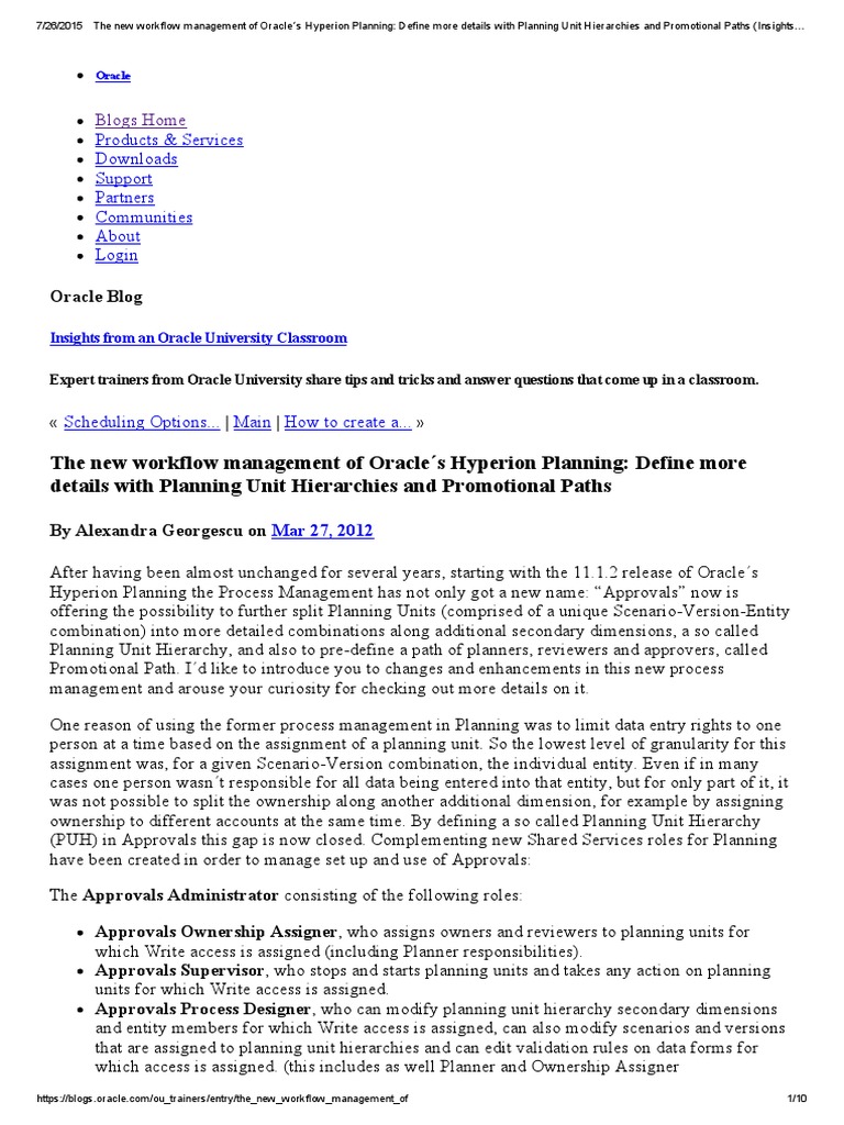 Hyperion Planning Workflow Enhancements | PDF | Oracle Corporation ...