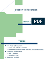 Introduction To Recursion: Manish Sinha