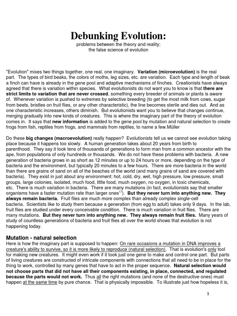 Debunking Evolution Pdf Evolution Mutation