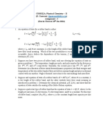 CHM322A: Physical Chemistry - II (D. Goswami:) Assignment - I (Due in Class On 14 Jan 2016)