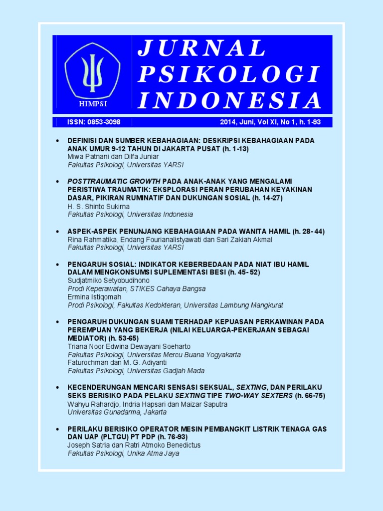 Jurnal Psikologi Indonesia Vol 11 No 1 Juni 2014