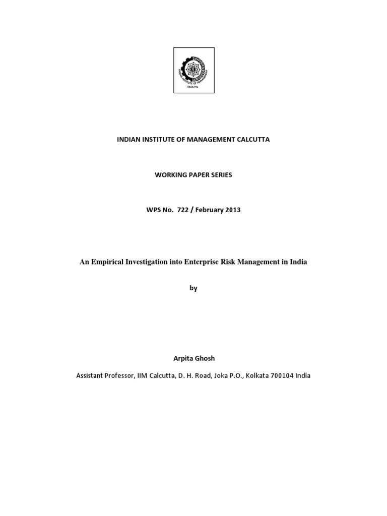 ERM Adoption and Firm Value in India | PDF | Enterprise Risk Management ...